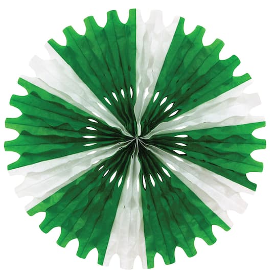 Beistle 25" Green & White Tissue Fans, 2ct.